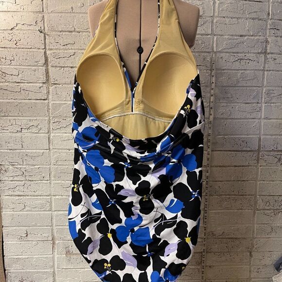 Swimsuits for All Floral Halter One Piece Bathing Suit Plus Size Curvy 20 - Picture 4 of 10
